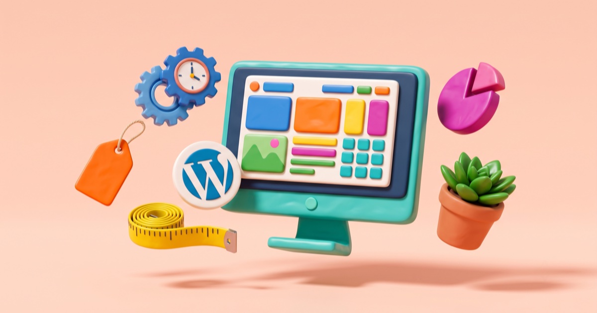 Illustration 3D du coût d'un site WordPress sous-traité pour une agence