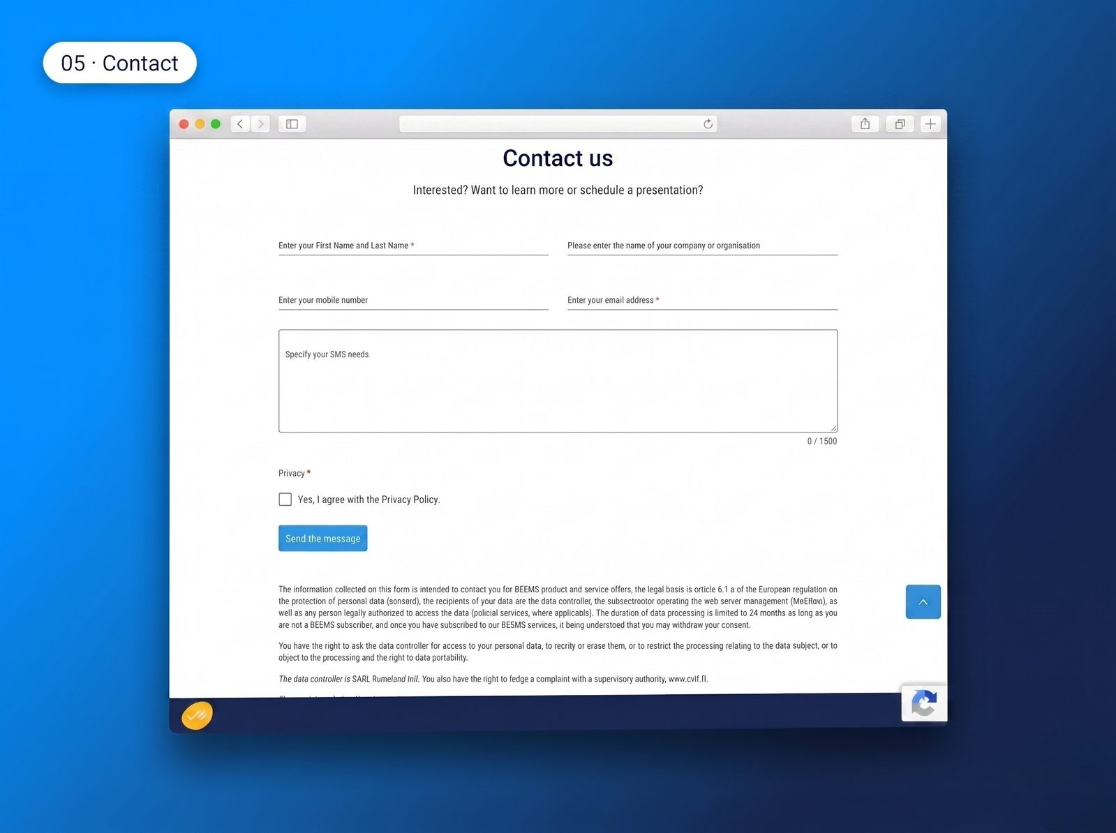 Contact & login, Forms