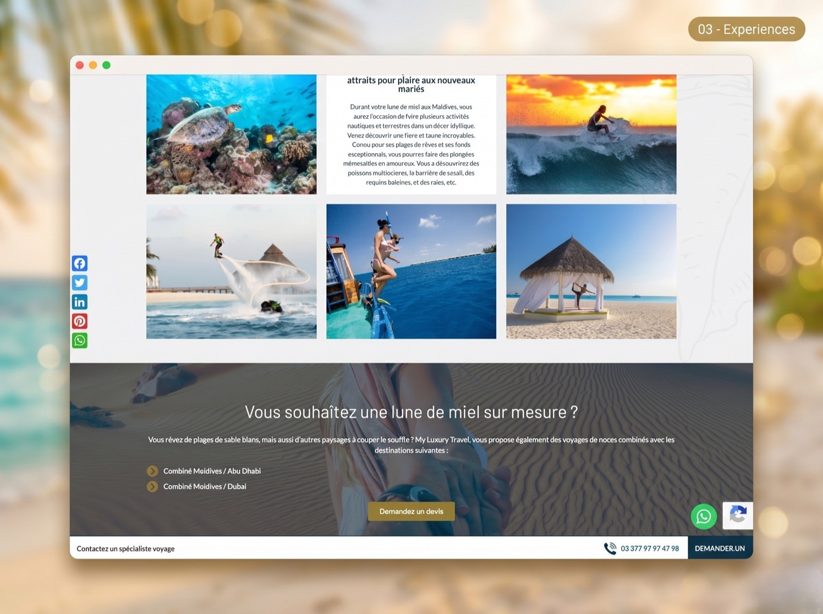 Activities & experiences, Content