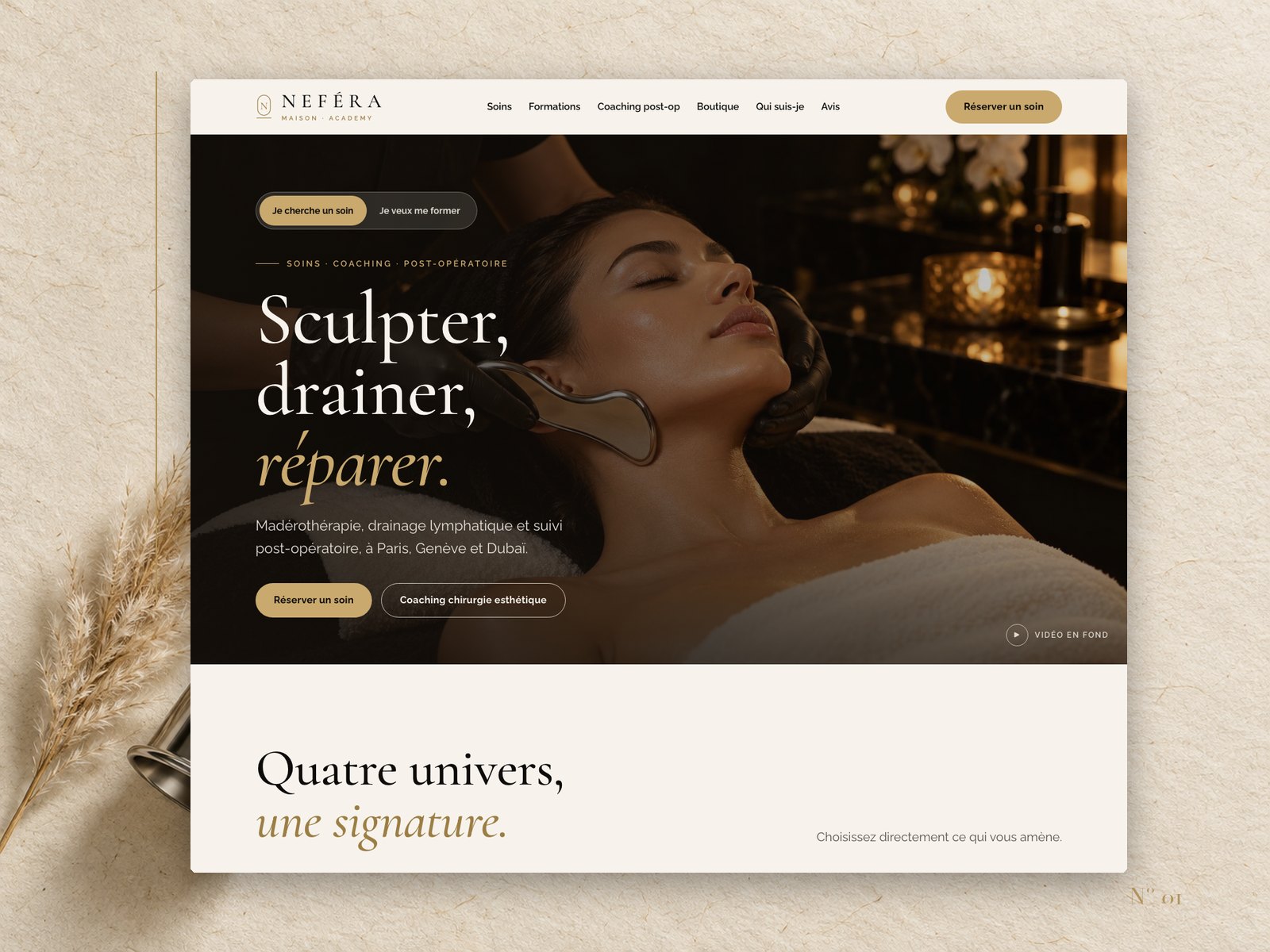 Homepage with treatment / training switch, UI Design