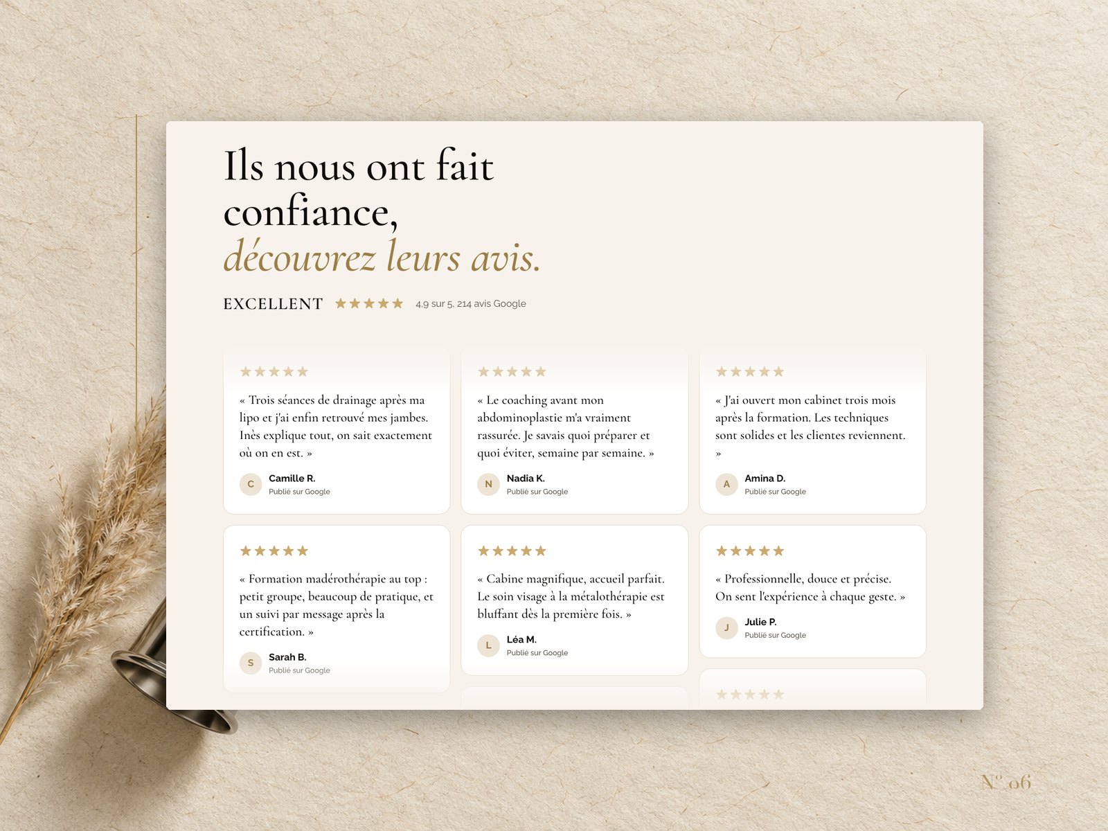 Google reviews in scrolling columns, Motion
